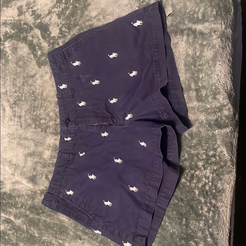 Ralph Lauren Sport Navy Women's Shorts with White Embroidery